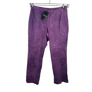 VTG Terry Lewis Suede Leather Pants sz 20 Purple High Rise‎ Straight Leg 90s